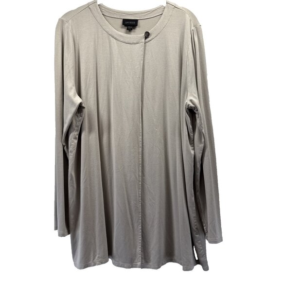 J Jill Wearever Women's Top Size Large Petite PL Wrap Front Minimalist Beige - Picture 1 of 8
